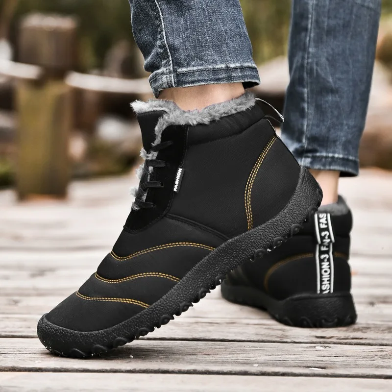2025 Winter Men's Boots Plush Warm Snow Boots Fashion Casual Cotton Shoes Lace Up Ankle Boots Winter High Top Cotton Boot Botas