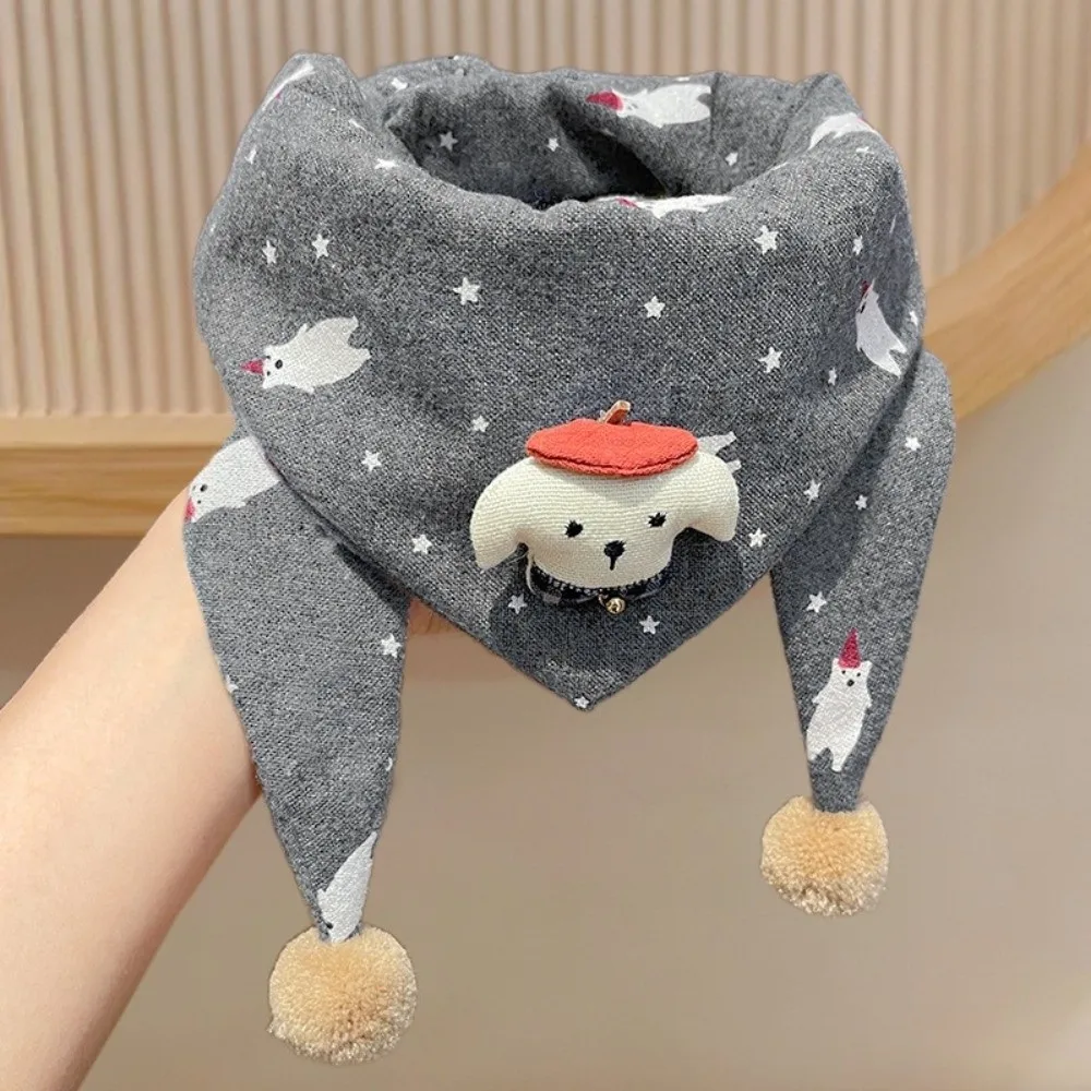New Cartoon Cotton Triangle Scarf Thickened Winter Warm Outdoor Children Neckerchief Windproof Baby Mouth Towel