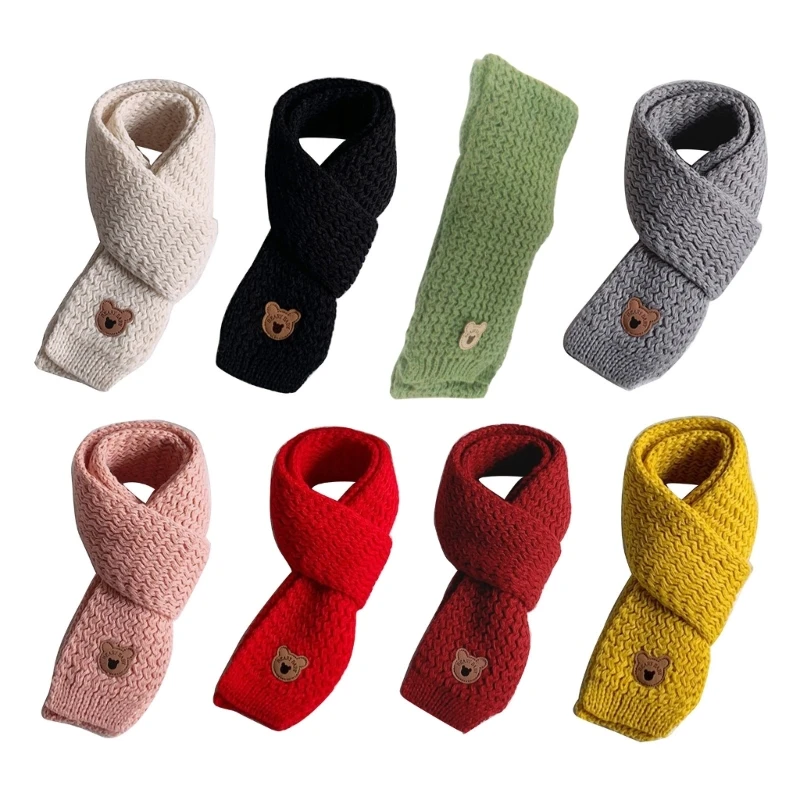 

Kids Scarf Boys Girls Baby Winter Warm Scarfs Cute Bear Knit Shawl Korean Children Neckerchief Outdoor Keep Warm Accessories