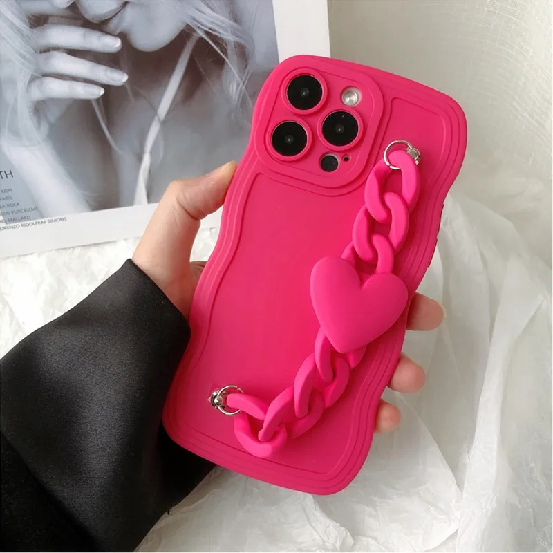 Heart Wristband Phone Case For Samsung A32 4G A22 5G A52 A72 A02S A30S A42 A33 A53 A 32 A 52 A21S A11 A50 Candy Silicone Cover