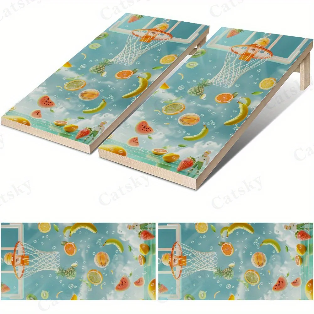 

Fruit Shooting Cornhole Waterproof Cornhole Board Vinyl Wraps, PVC Outdoor Game Board Design, Perfect for Sports & Leisure Activ