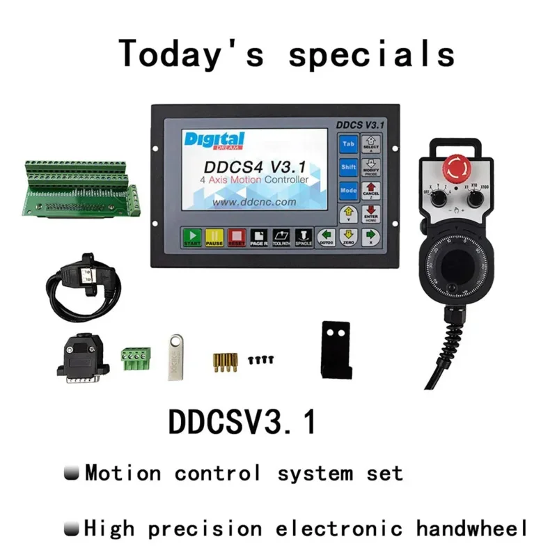 Latest Kit DDCSV3.1 3/4 500KHz G-Code Offline CNC Controller 4 Axis Emergency Stop Electronic Handwheel MPG