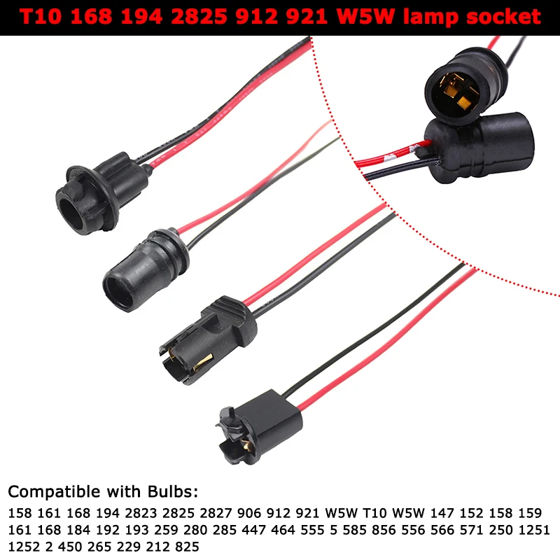 T10 W5W Car Wedge Light Bulb Socket Connector Holder Extension LED Lamp Bulb Base Holder 168 194 For Auto Boat Lamp Base Fitting