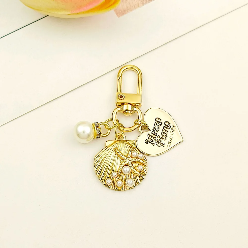 Pearl Shell Heart Letter Keychain For Women Girls Car Bag Key Chains Cute Gold Color Key Rings Jewelry Key Accessories image 5