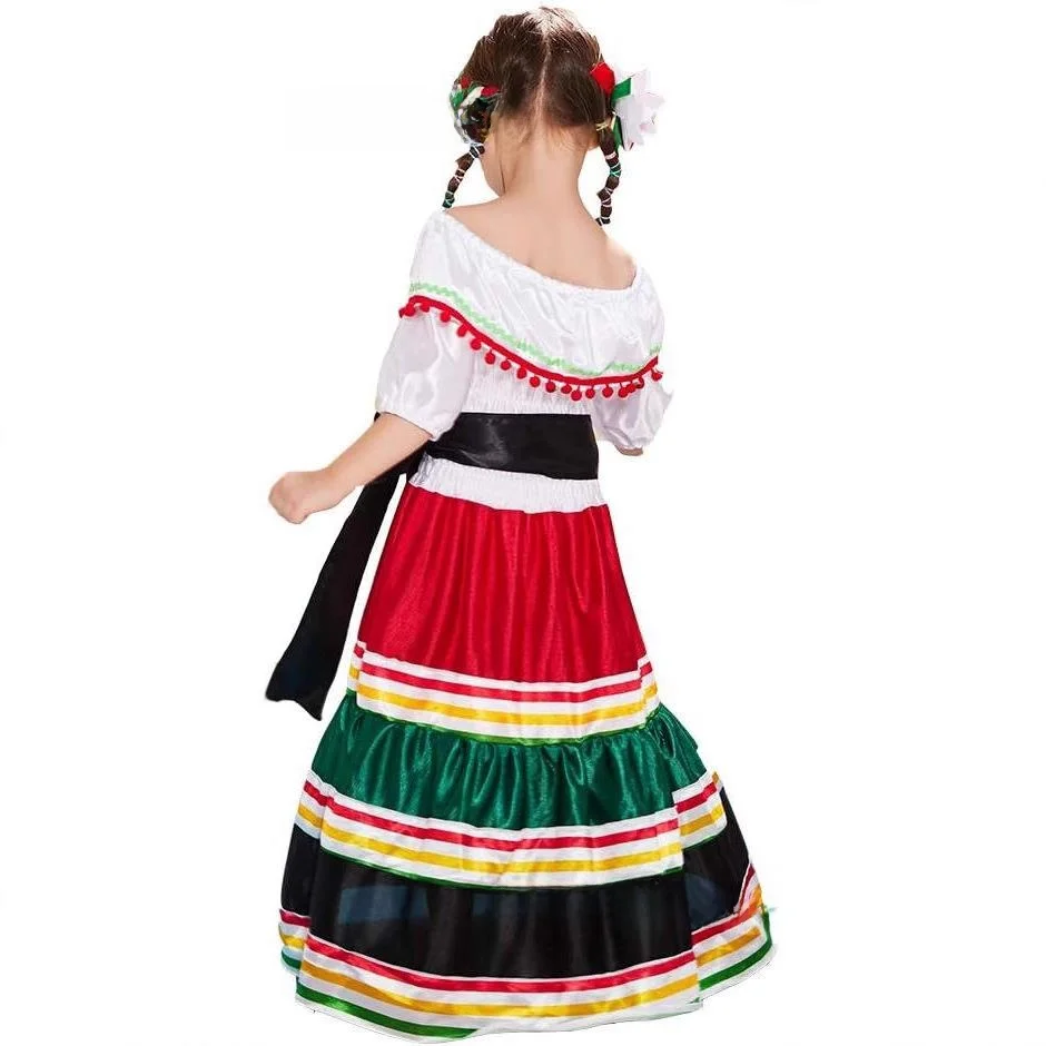 Hot S loween Day Carnival Plang Skirt Ethnic Little Girl Long Dr Par Costume Traditional Nationali Women's Wear