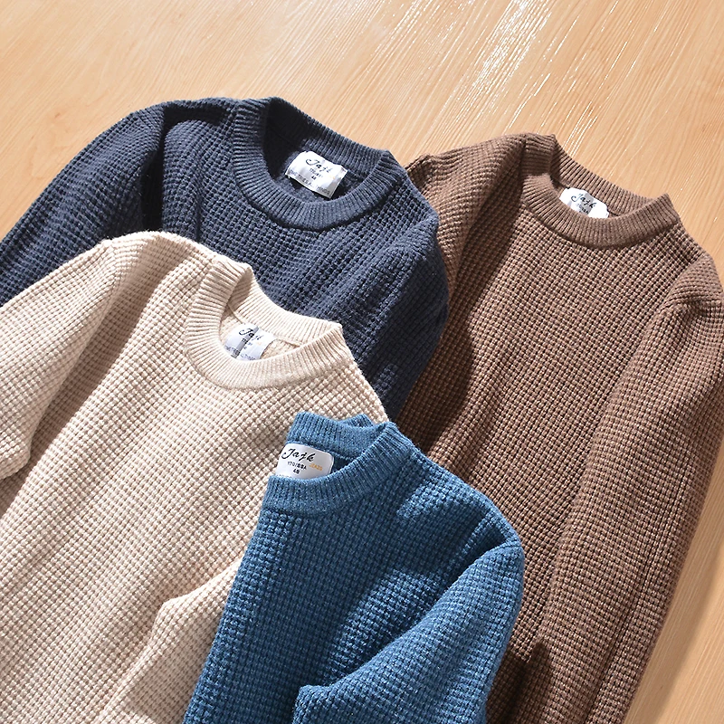 Laid-back Style Knitted round Neck Sweater Men's Casual Fashion Thickened Winter Long Sleeve  Color Leisure Wear