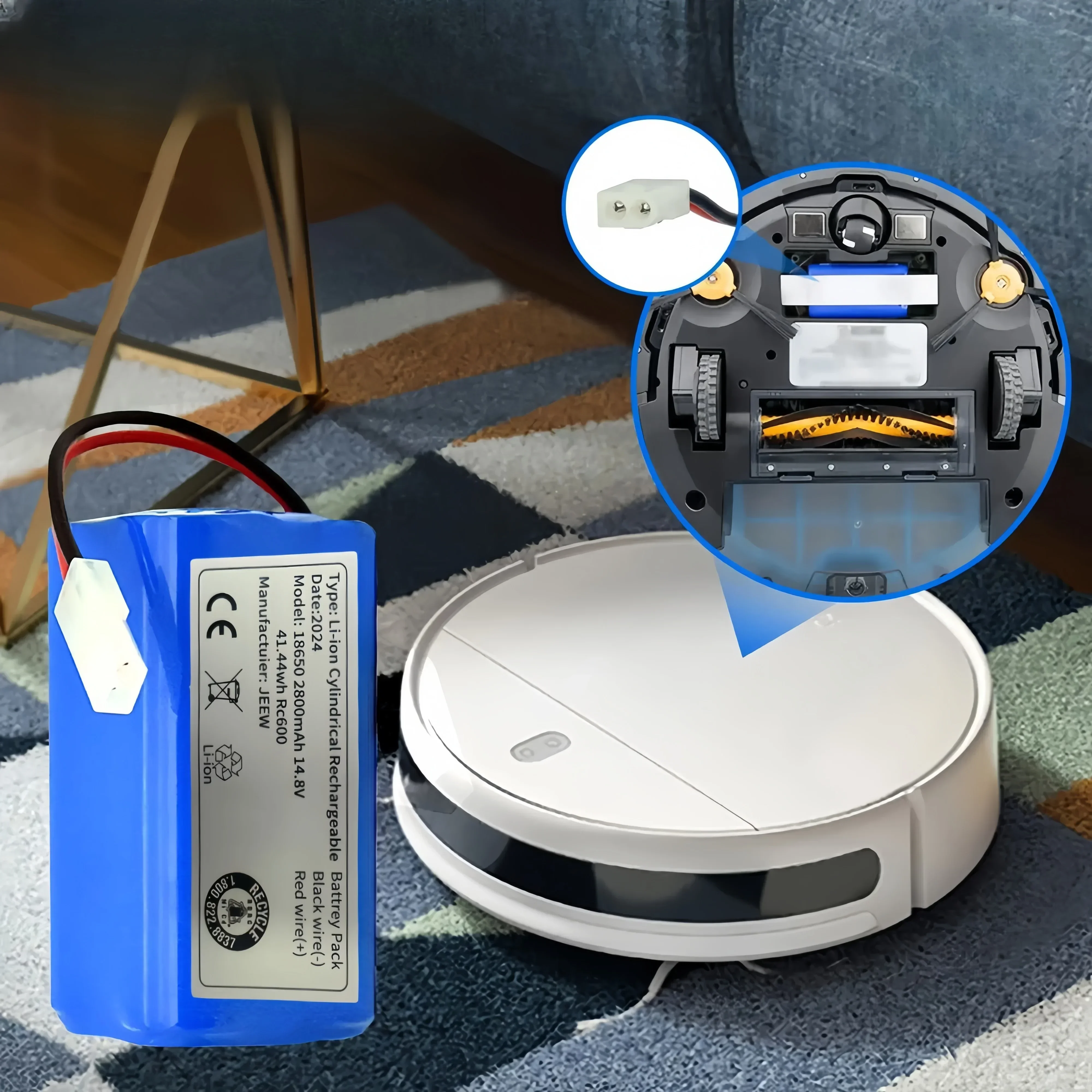 New 18650 Battery Pack 14.4V 2800mAh Li-ion for Xiaomi G1 MJSTG1 Robot Vacuum Cleaner Replacement