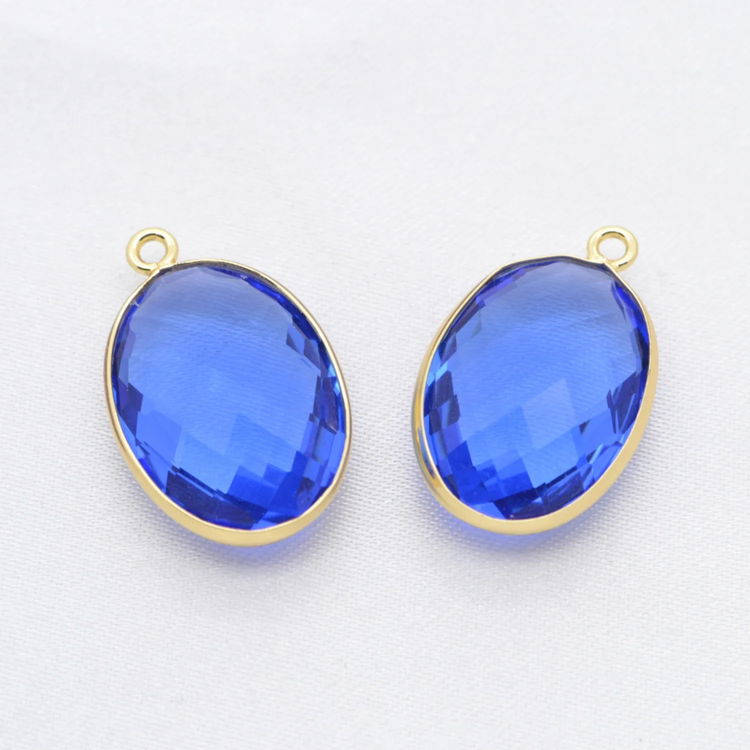 12 Pcs Pendant for DIY Earrings Necklace Jewelry Making Accessories Copper Edging Oval Pendant Glass Crystal Material Charm Part