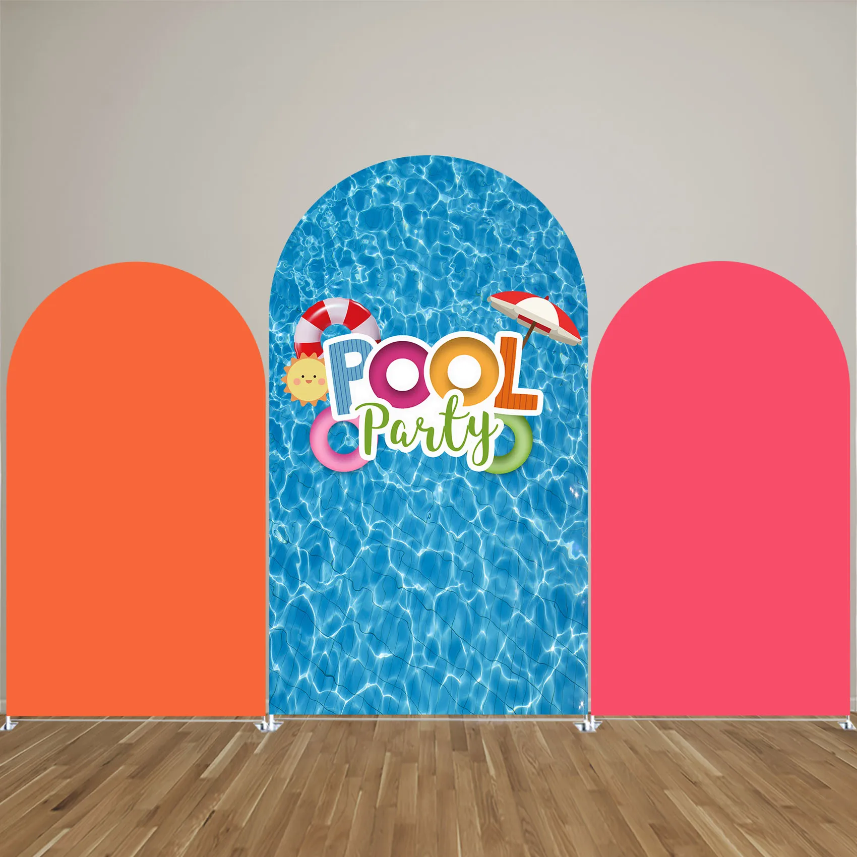 Arched Backdrop Covers for Pool Party Arch Stand Fabric Cover Summer Swimming Party Birthday Baby Shower Decoration Props