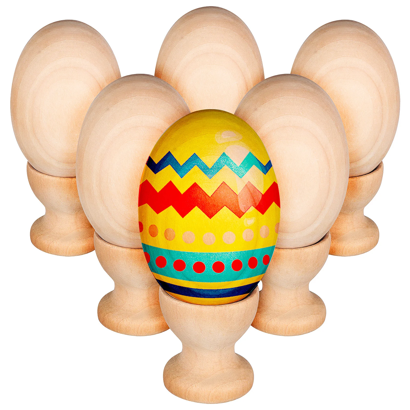 

6Pcs Wooden Eggs Fake Unfinished Wood Eggs for Decorating Painting Craft Projects Easter Decorations Fake Egg Wooden Egg