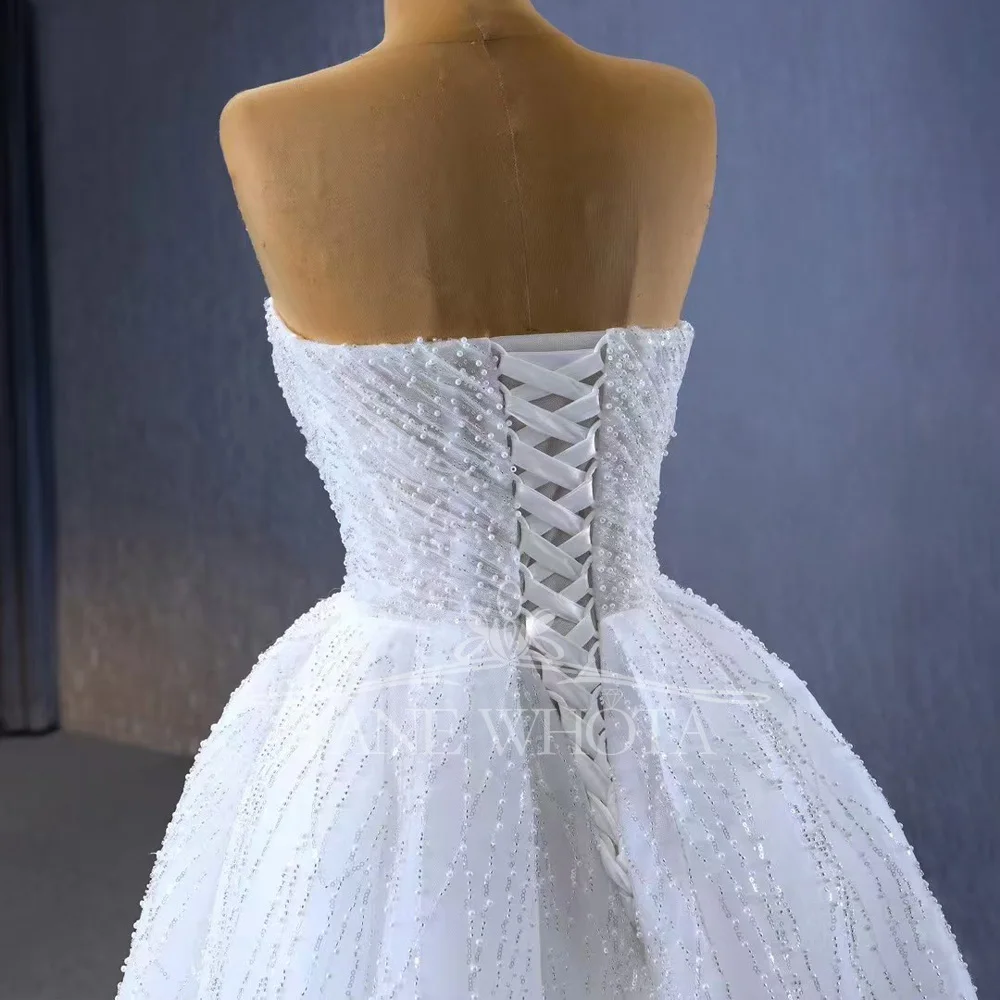 Elegant Luxo Beaded Sequined Sweetheart Sleeveless Wedding Dress With Lace-Up Back For Women Prom Dress