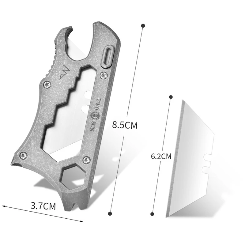 TC4 Titanium Alloy Utility Knife with Bottle Opener with 10 Blades Outdoor/EDC Repair Gadget Wallpaper Knife Pocket Knife