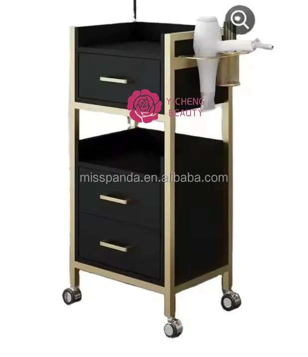 Yicheng Beauty Manicure Pedicure Trolley Salon Furniture  Hair Extension Trolley Lockable Hair Salon Trolley with Wheels