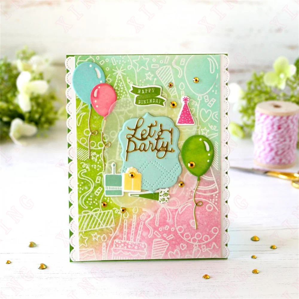 New Greetings Sentiments Party Pocket Cherry Bracket Neighborhood Stargazing Die Diy Birthday Background Stamps Stencil Hot Foil
