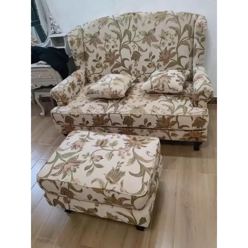 Amerykańskie krzesło tygrysie z litego drewna pojedynczy salon sofa z żakardowej tkaniny małe mieszkanie sypialnia fotel wypoczynkowy retro sofa