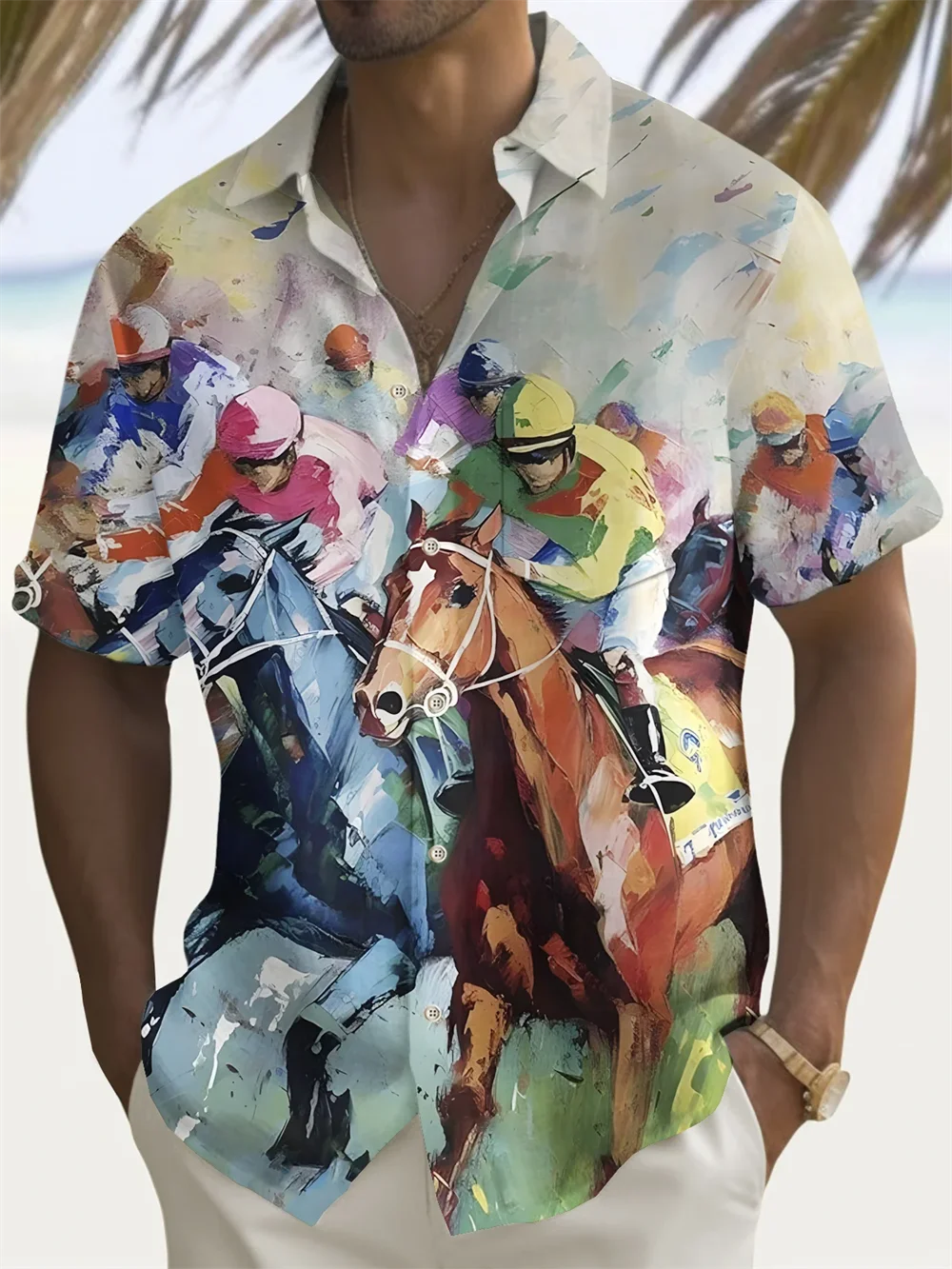 2024 Shirt Men's Short sleeved Shirt 3D Printed Art Passion Racing Men's Button Top Hawaii Fashion Party Play Daily Social