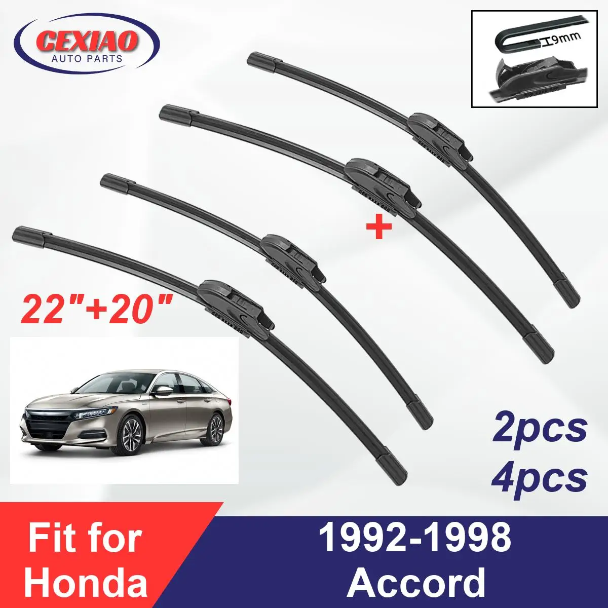 

Передние щетки стеклоочистителя для Honda Accord 1992-1998 бескаркасная резиновая Очистка