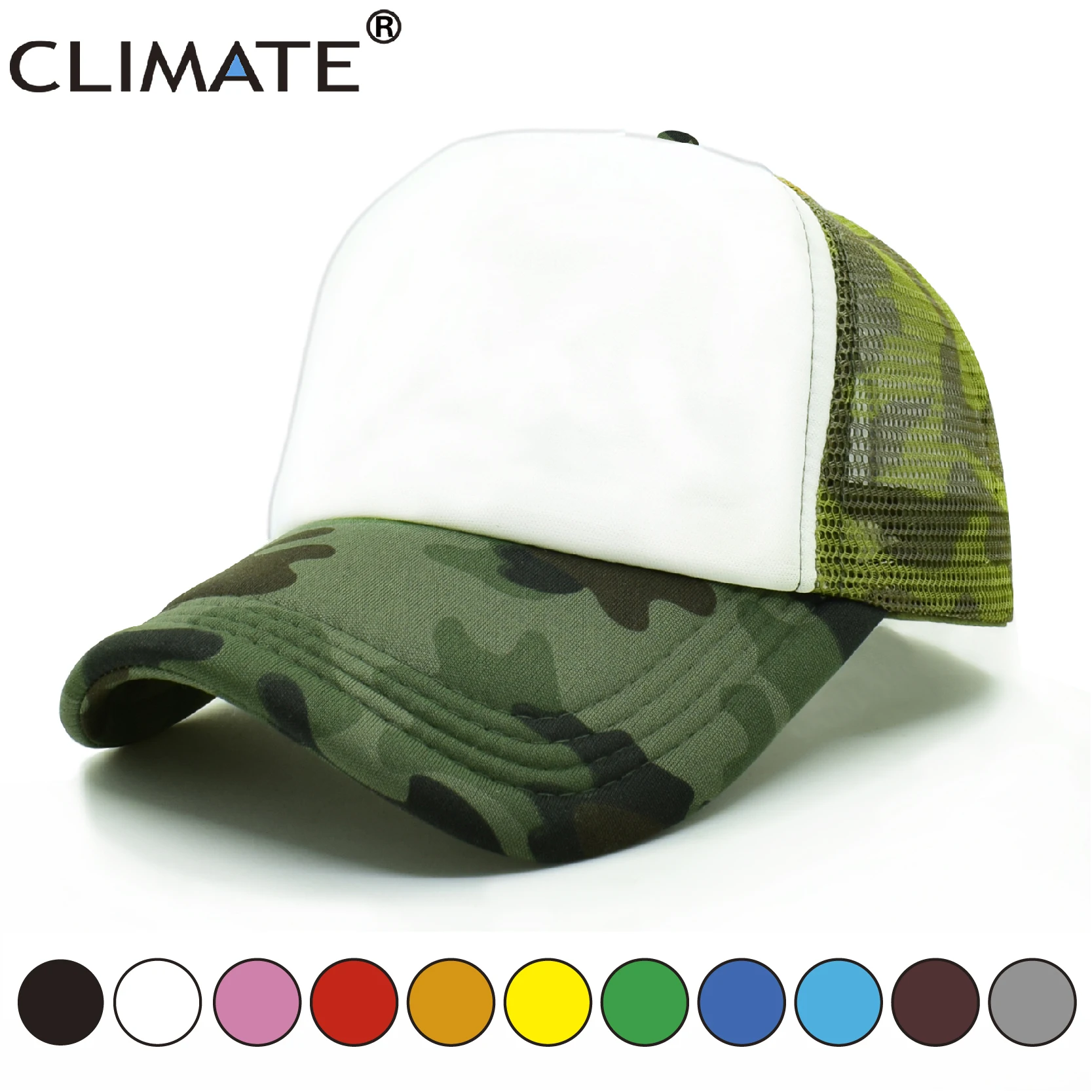 CLIMATE Blank Trucker Caps Camouflage Dad Hats Family DIY Caps Men Women Kid Children Hip Hop Hat Solid No Logo Blank Caps