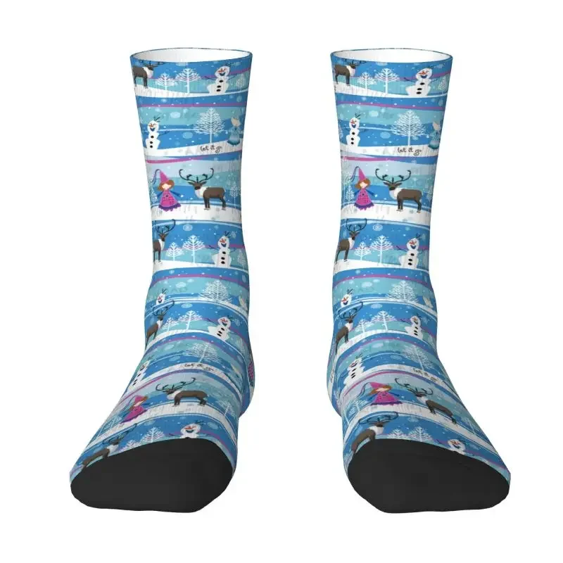 

Custom Olaf Dress Socks Unisex Breathbale Warm 3D Printing Elsa Anna Crew Socks