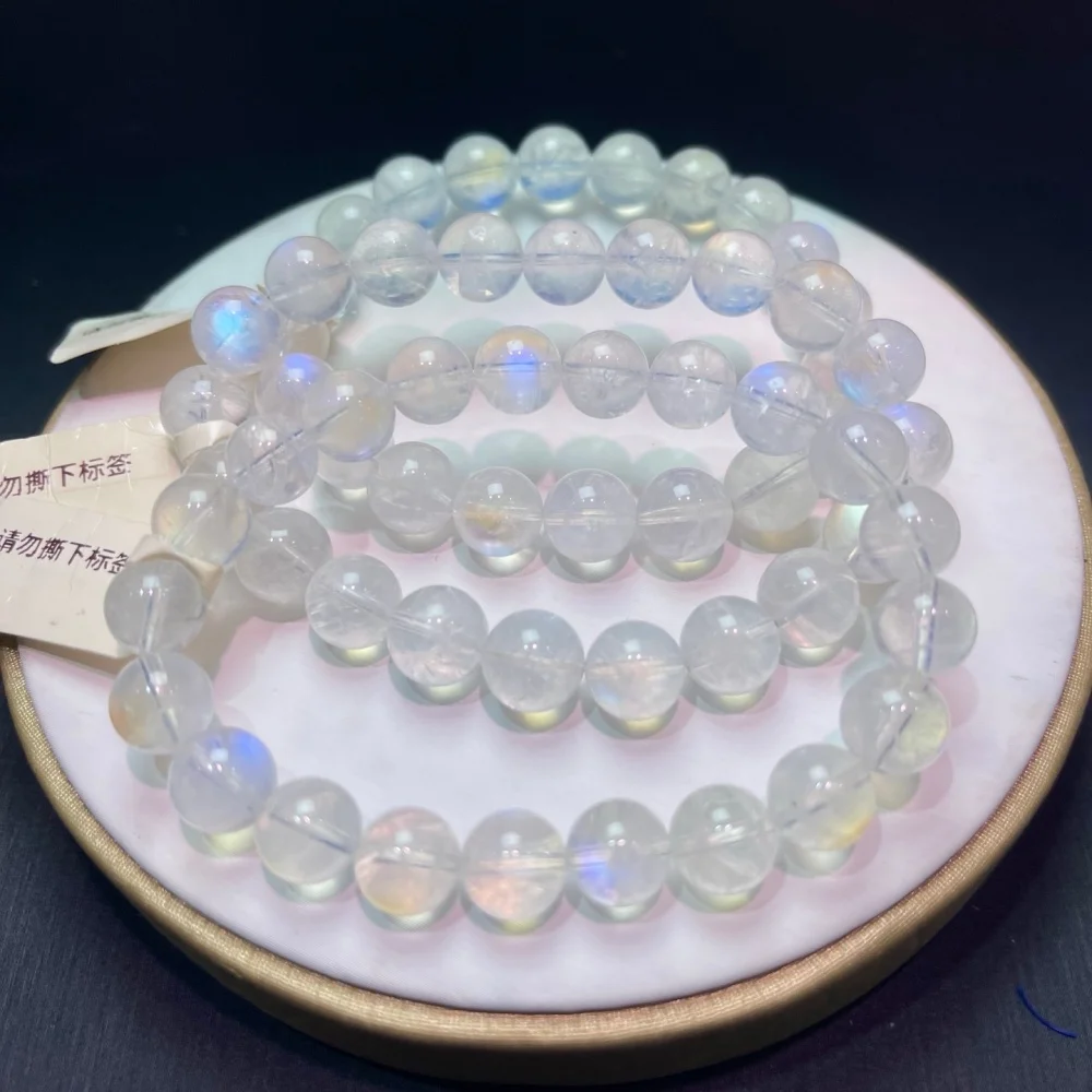 

9MM Natural Blue Moonstone Bead Bracelet Healing Crystal Charm Bracelets for Women Energy Jewelry Gift 1PCS