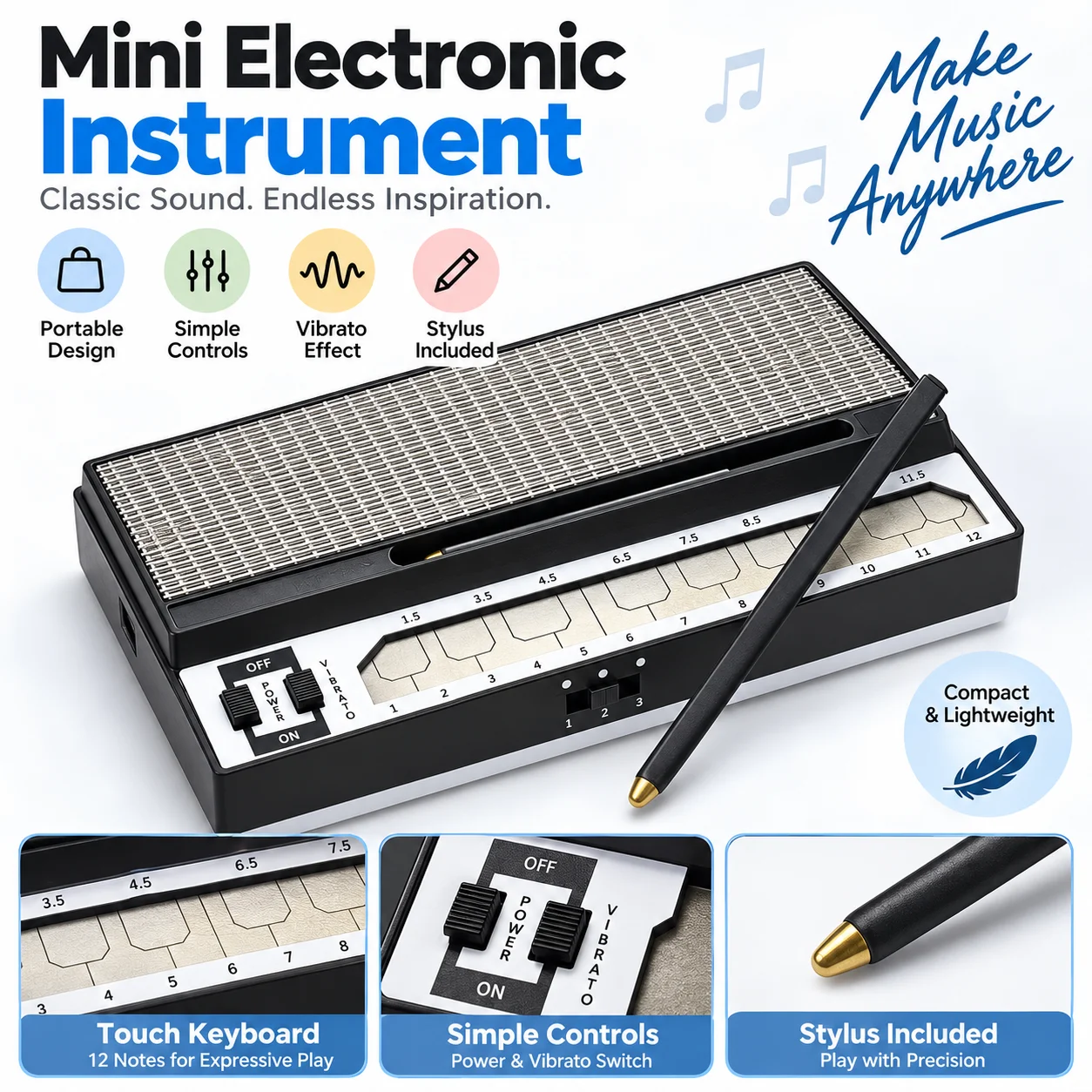 Retro Stylophone S1 Mini Analo - Musical Instrument No Touch recension och pris