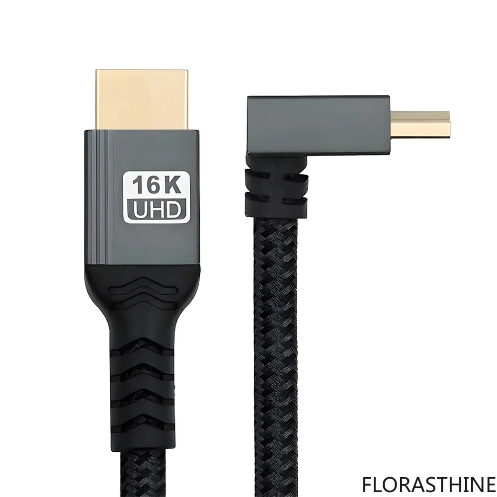 Xiwai Angled 16K 8K UHD HDMI 2.2 Version Type-A Male to Male HDMI HDTV Cable 90 Degree for HDTV Monitor Desktop Laptop