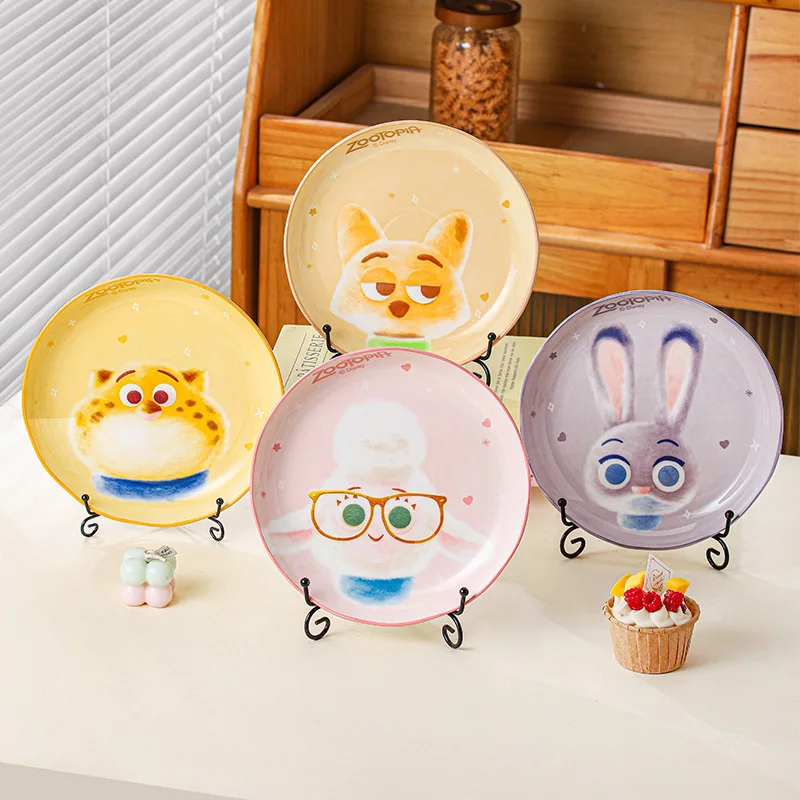 Zootopia Cartoon Edged Ceramic Plate 8 Inches Deep Dish Home Use High Temperature Resistant Underglaze Color Resistant