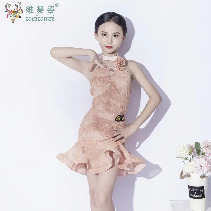 

Летнее платье для латиноамериканских танцев для девочек, костюм для танцев румба, самба, сальса, детские профессиональные платья для соревнований по бальным танцам