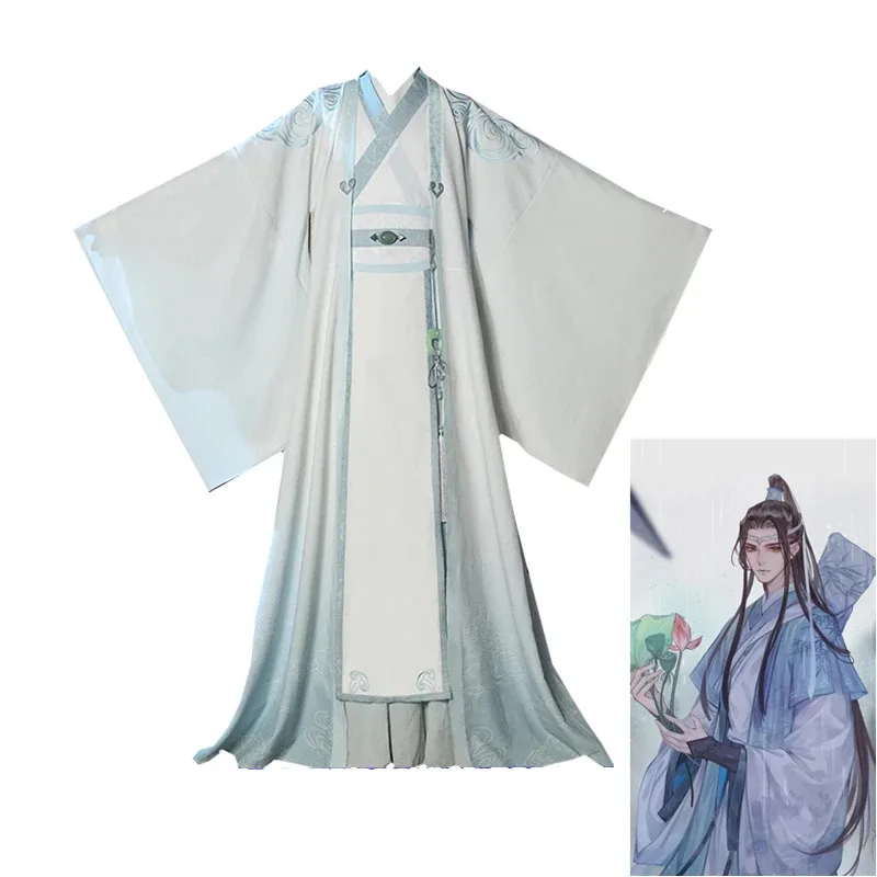 

qq023Lan Wangji костюмы для косплея Mo Dao Zu Shi оригинальный ланьжанский древний парик гроссмейстер демонического культивирования костюм