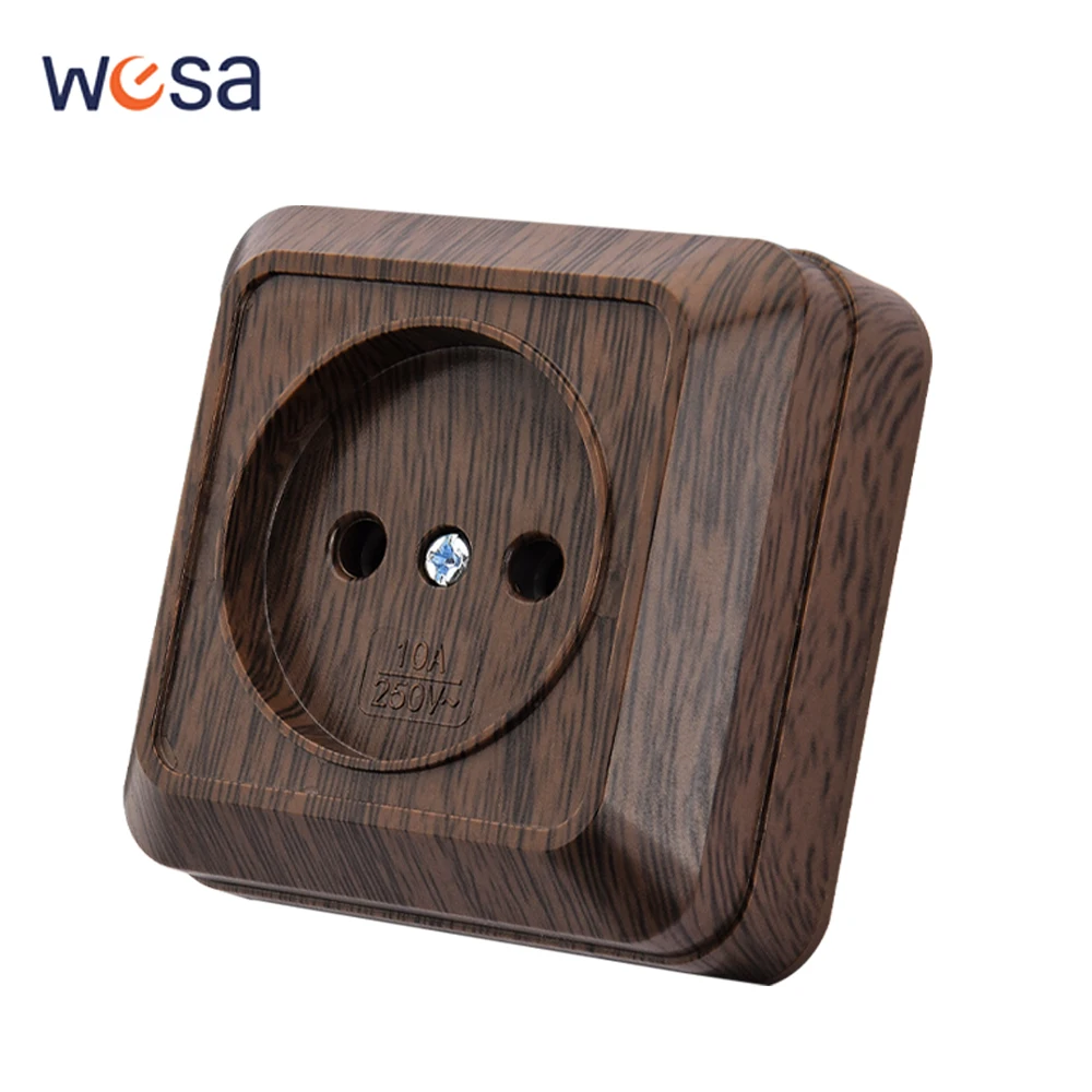

Wood Power Socket Not Ground Electrical Outlets Wall Surface Classic Paint Plastic EU Standard Flame Retardant 250V Surface Home