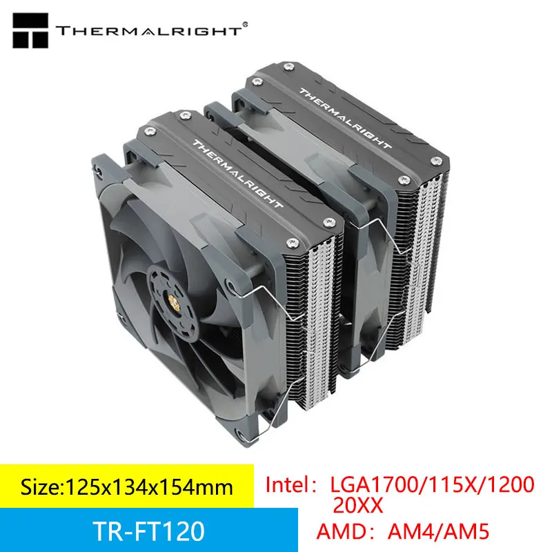 써멀라이트 AGHP 듀얼 타워 듀얼 팬, CPU 쿨러, 히트 파이프, 6x6mm, FT120, LGA1700, 115X, 1200, AM5, AM4 지원