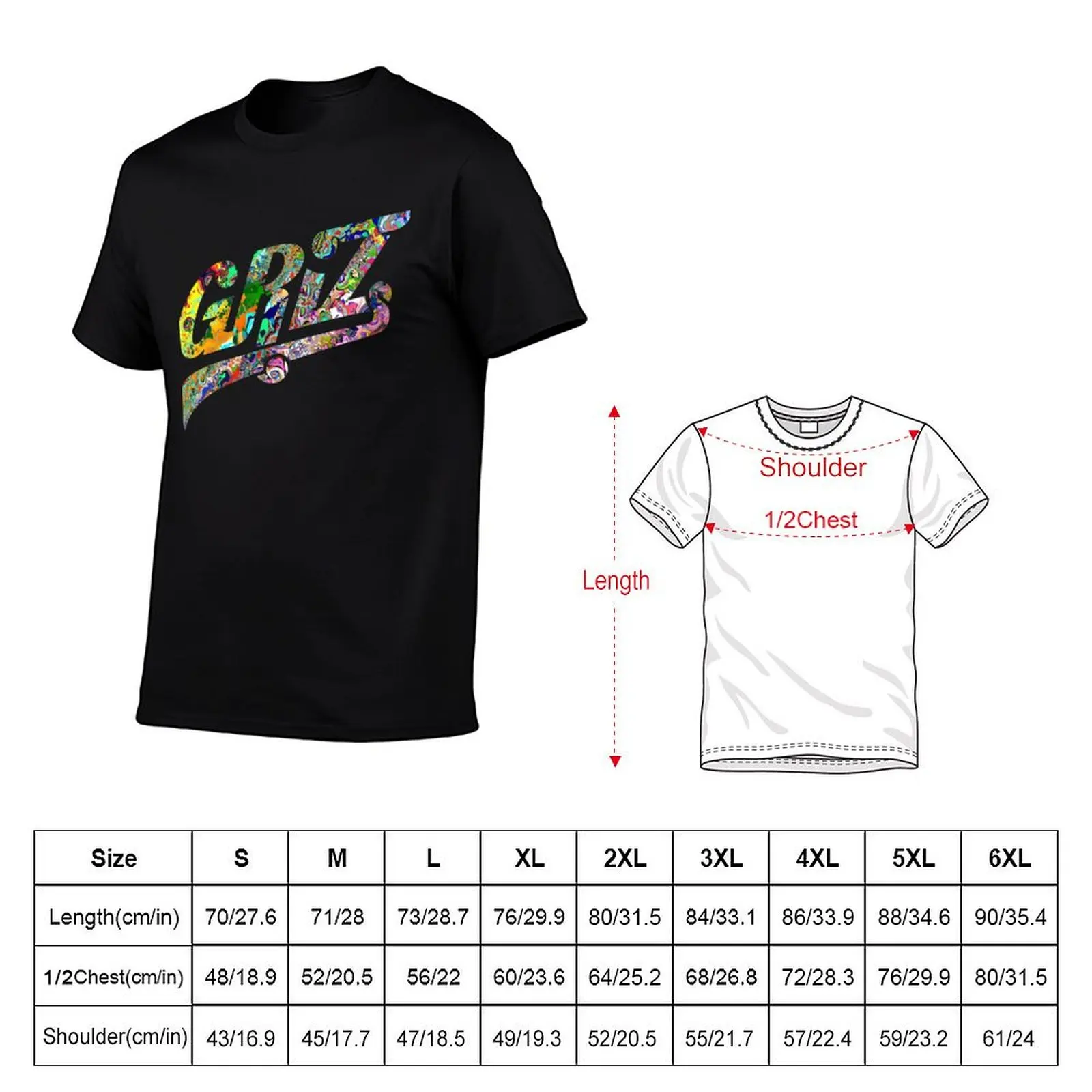 Griz Trippy Psychedelic T-Shirt cotton tshirt 100% man t shirt summer t shirts for man slim fit T-Shirt
