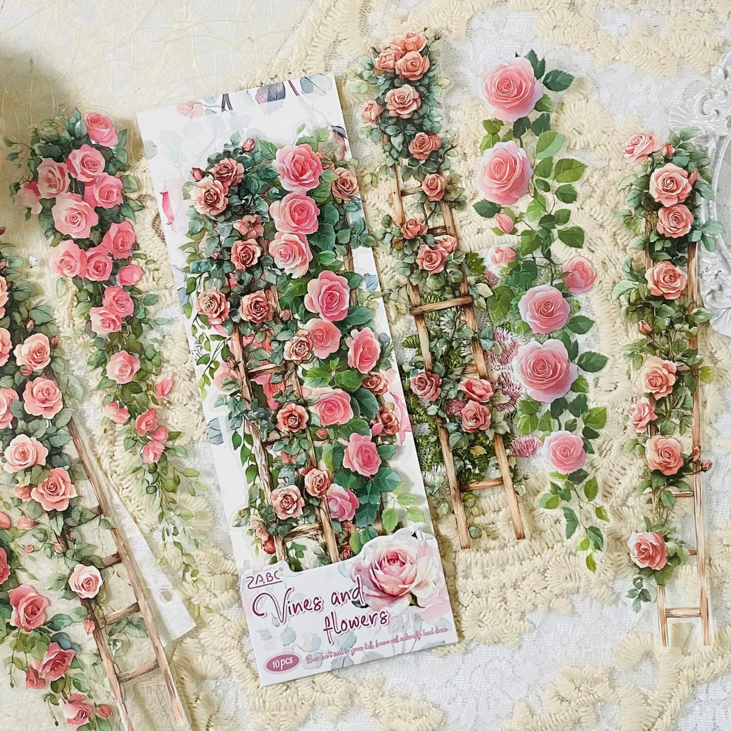 

10 шт., винтажные прозрачные наклейки с цветочной лестницей для скрапбукинга, наклейки для домашних животных, наклейки для скрапбукинга, изготовления карточек, декор для альбома
