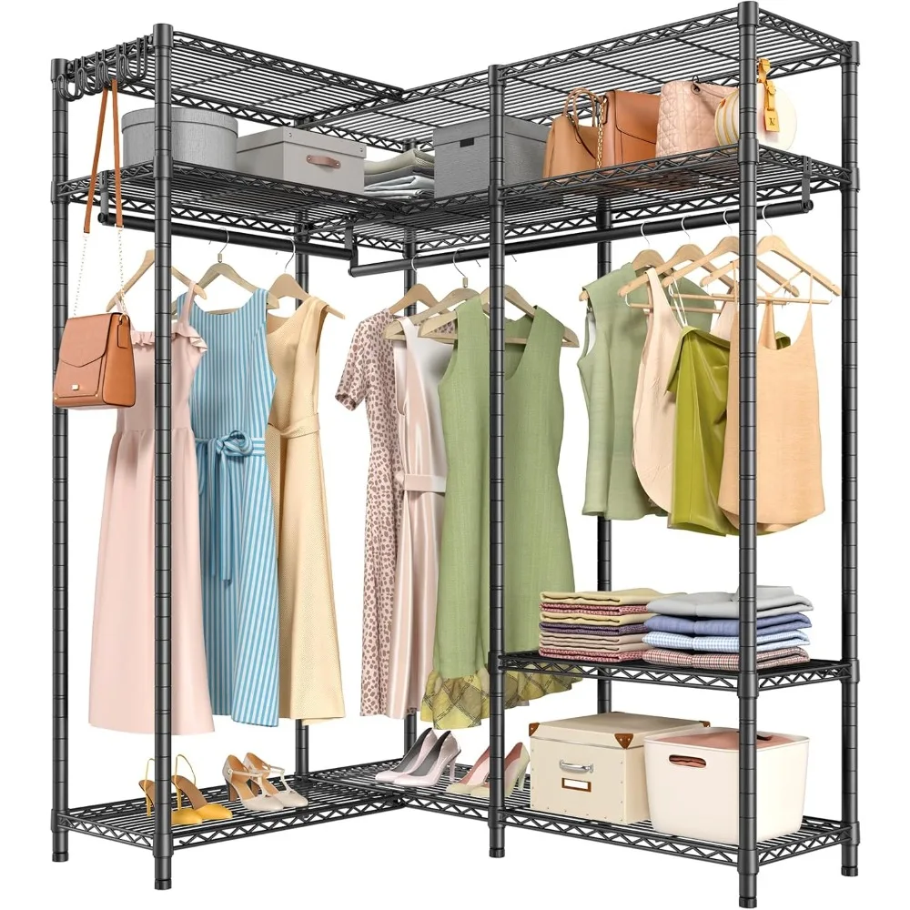 VIPEK L30 Garment Rack - L Shaped Heavy Duty Corner Clothes Rack with Adjustable Shelves & Hanging Rods, Portable Corner Closet