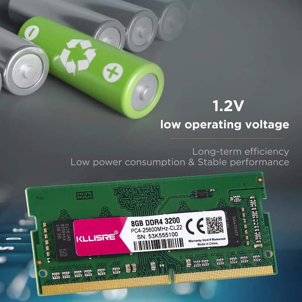 Kllisre Memória DDR4 Sodimm 8GB 2666MHz 3200MHz Memória Ram para