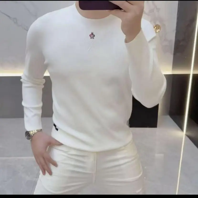 

Раннеосенний высококачественный люксовый модный приталенный вязаный свитер с длинным рукавом из волокна Coolmax и полиэстера