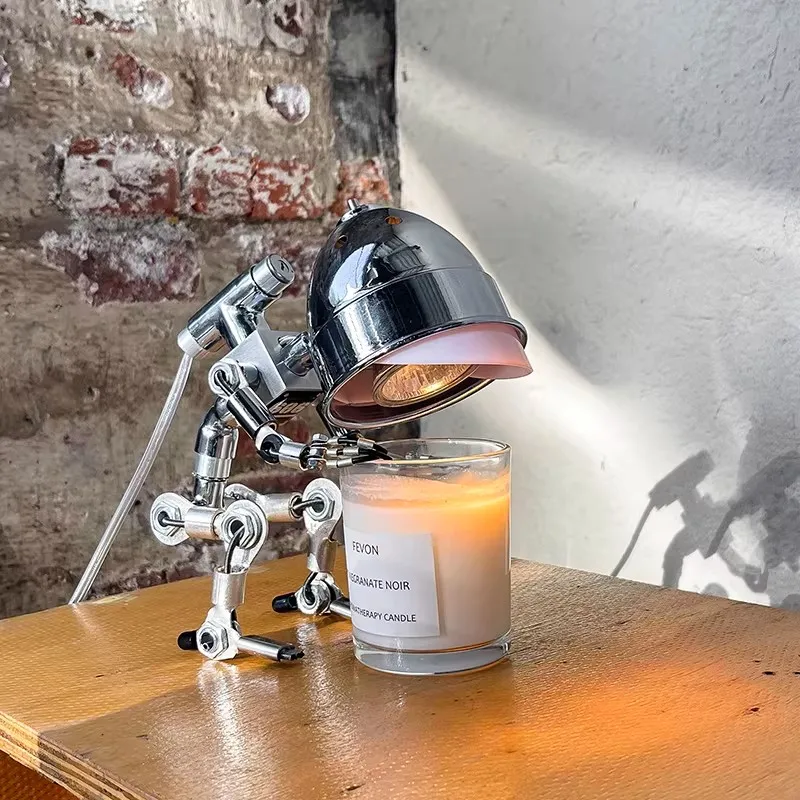 Korean style robot steampunk wax melting aromatherapy desk lamp handmade mechanical creative atmosphere lighting fixture