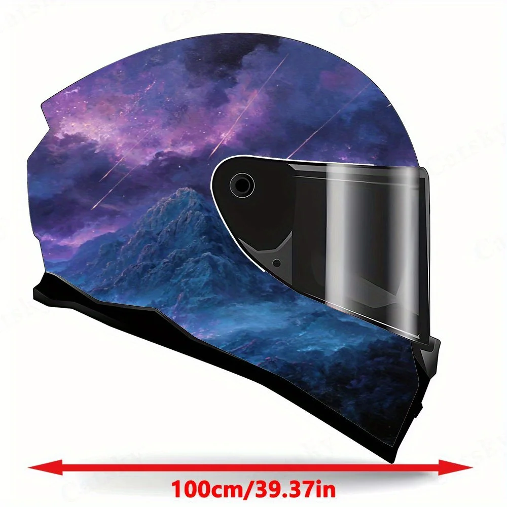 Purple Mountains and Starry Sky Full Face Helmet Decals - Durable and Waterproof PVC, self-adhesive Motorcycle Racing Helmet Aes view 2