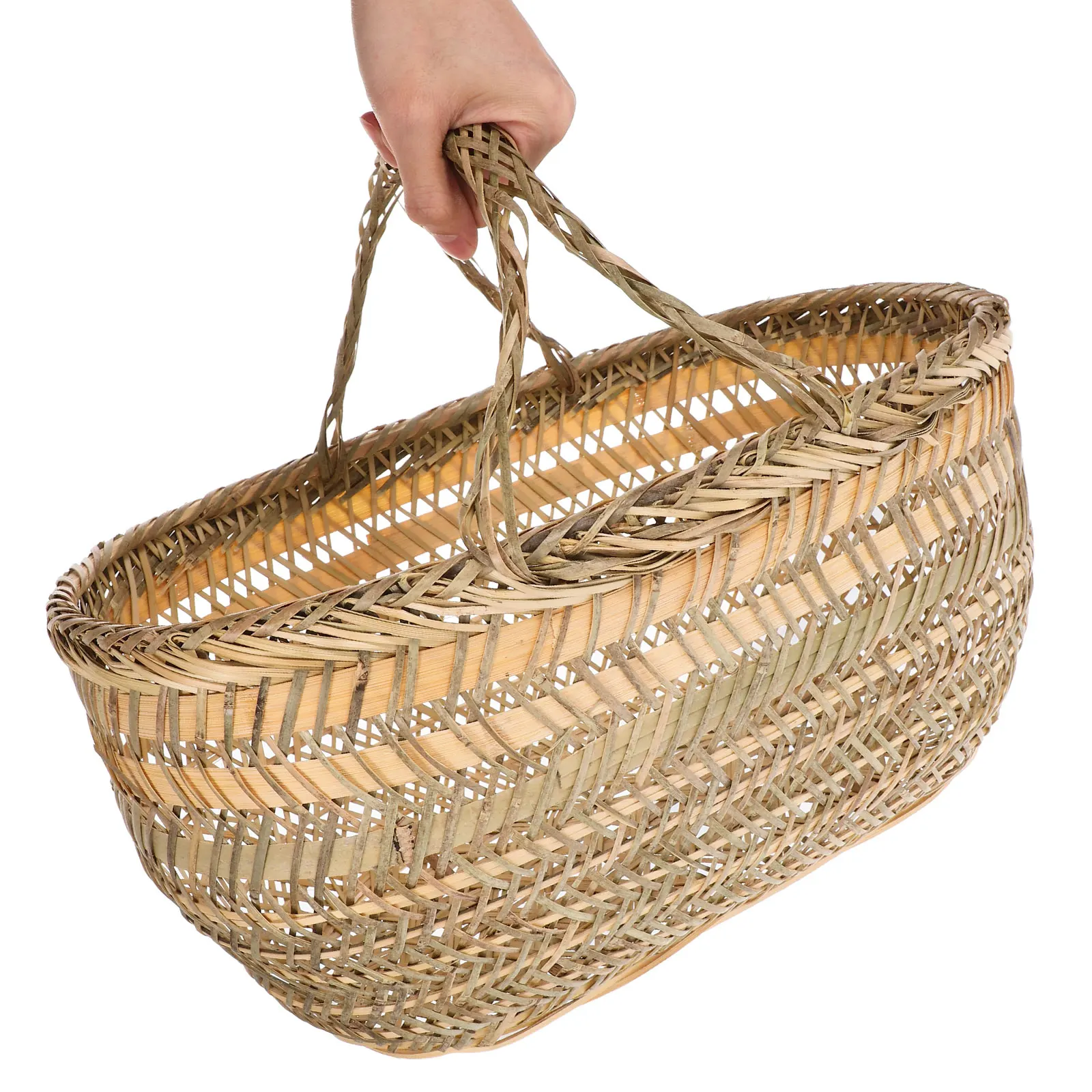 

Bamboo Hanging Basket Multi-Functional Vegetable Egg Fruit Storage Organizer Handwoven Container For Kitchen Picnic