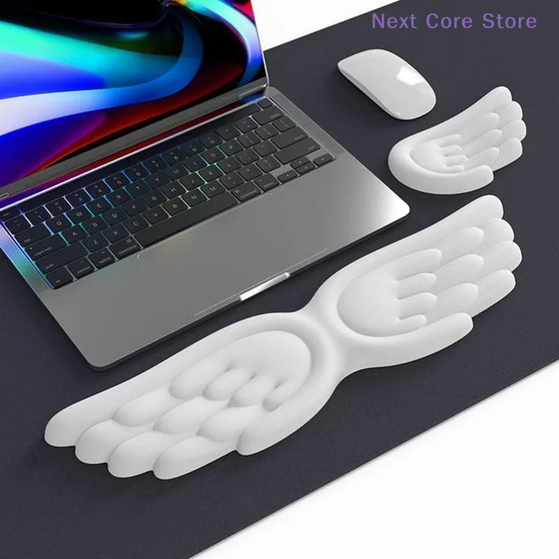 Memory Foam Table Mat Mouse Pad Silicone Angel Wings Shaped Keyboard Mouse Wrist Rest Wing Anti-slip Ergonomic Wrist Guard
