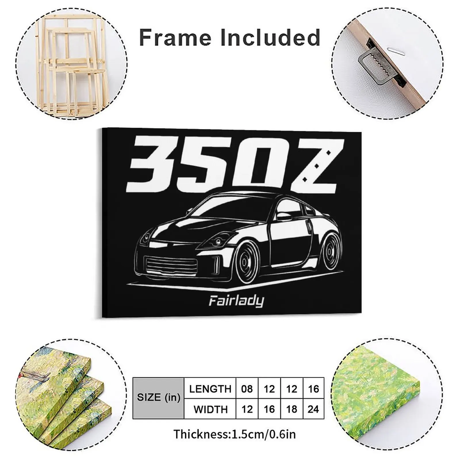 Midnight Racer Purple 350 Z JDM 350Z Canvas Painting Poster Garage Plaques Designs Create Club Plaques Framed Wall Paintings