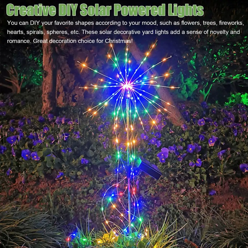 200 LED Lawn Lamp Solar Firework Light Solar Powered Outdoor Colorful Ip65 Waterproof For Garden Lawn Landscape Lamps Holiday