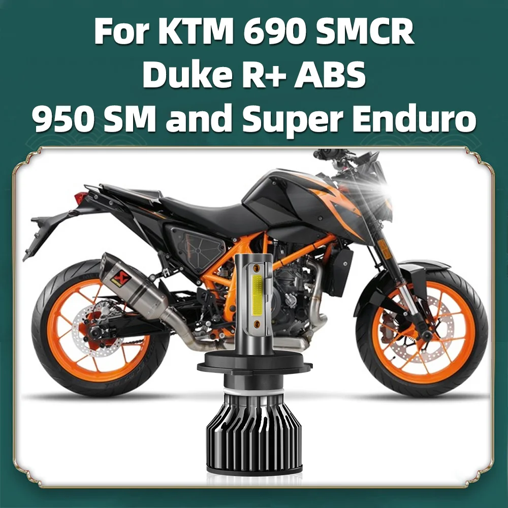 1PC LED H4 Bulb Motorcycle Headlight For KTM 690 SMCR Duke R+ ABS 950 SM and Super Enduro Motorbike 6000K 10000LM Super Bright
