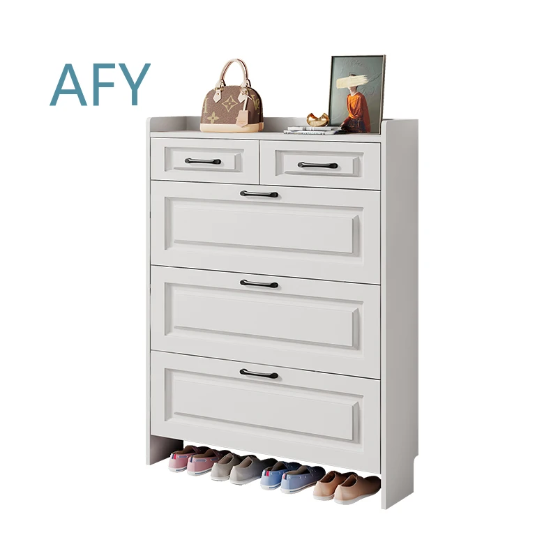Ultra-thin Tipping Bucket Shoe Cabinet for Home Indoor Outdoor Entryway Storage Organizer for Small Spaces for 2024 Modern