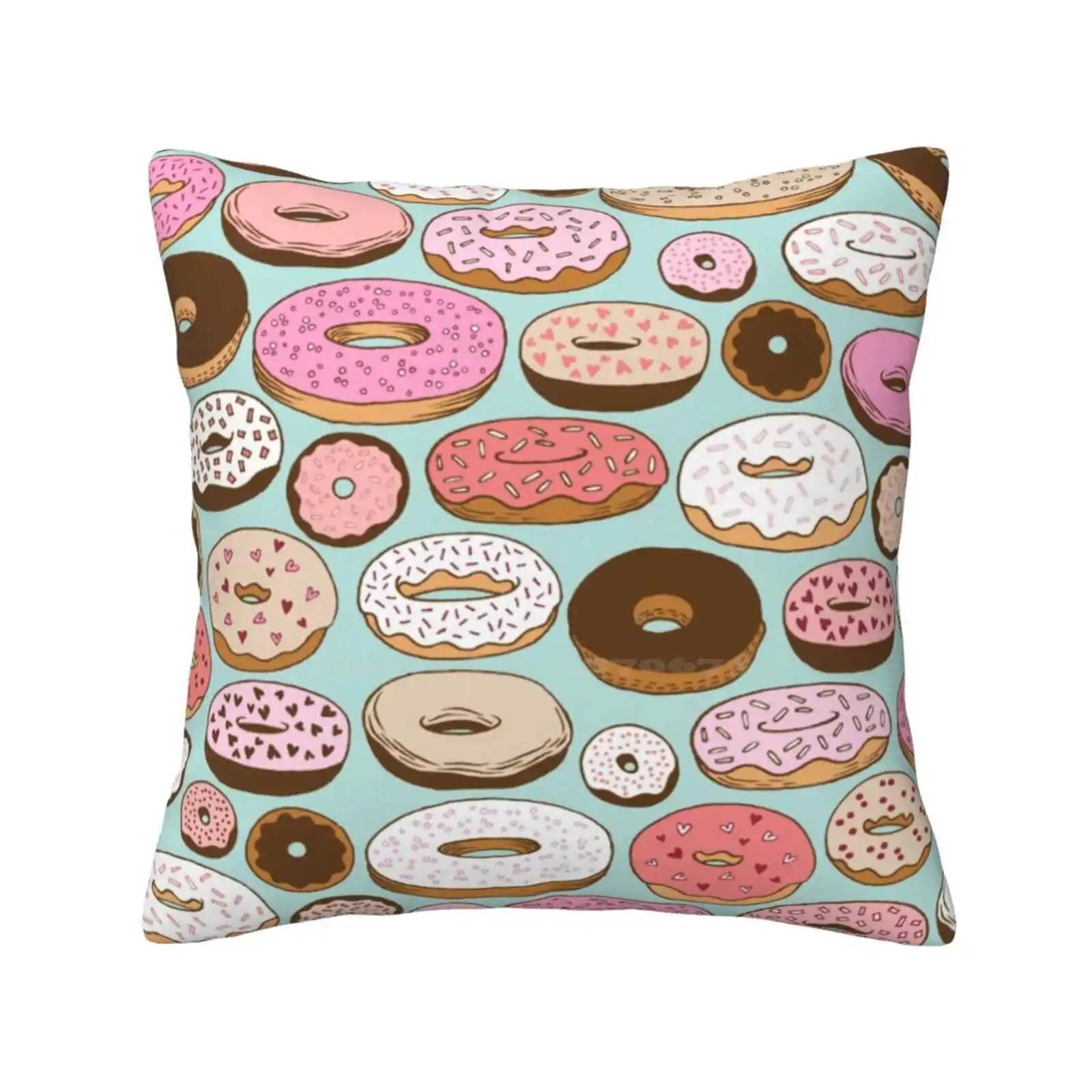 Donuts Forever Pillowslip Pillowcase Donuts Doughnuts Food Pattern Aqua Teal Kristin Nohe Juchs