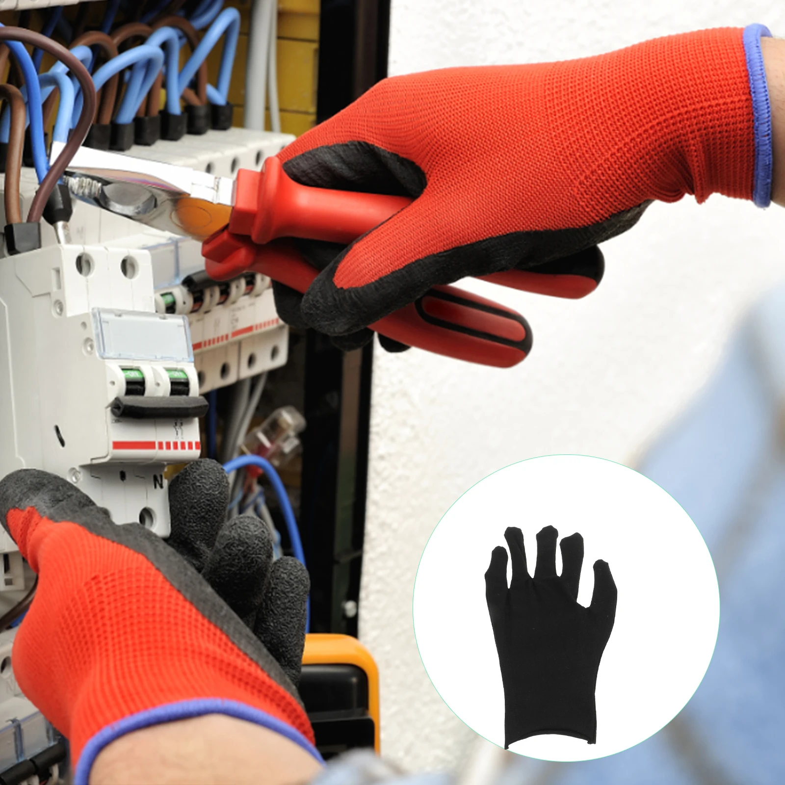 

Thicken Cotton Gloves Labour Protection Safety Working Hand Gloves Resistant Lightweight Black Size L
