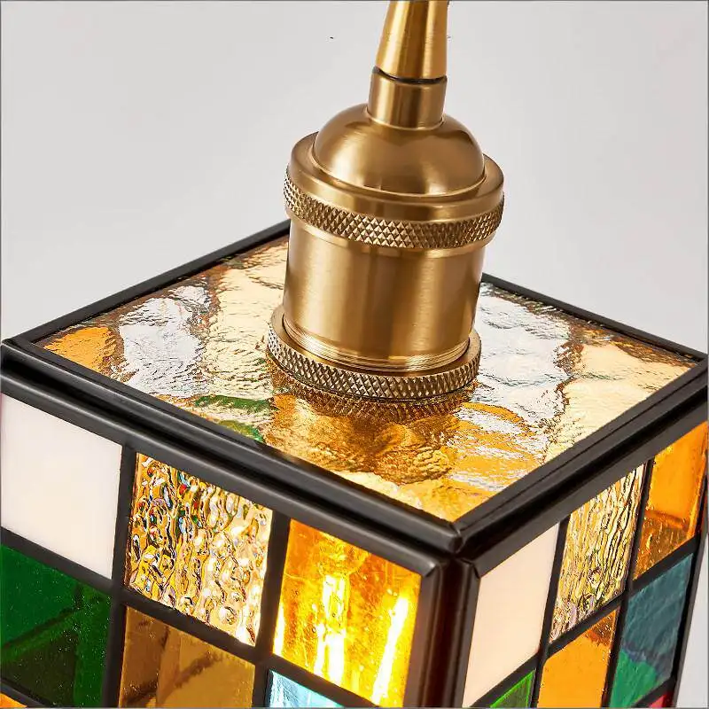 American retro light luxury glass wall lamp creative color Rubik's cube corridor aisle wall lamp rocker arm bedroom bedside lamp