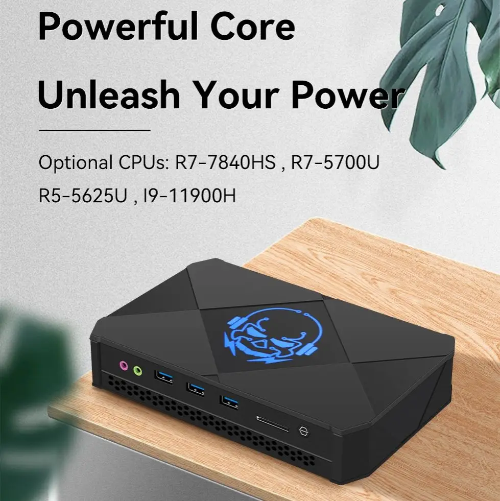 Mini PC da gioco Helorpc con AMD Ryzen7 7840HS 2xDDR5 RAM 2xM.2 NVME WiFi6 Supporto Windows10 Ready Computer compatto per ufficio