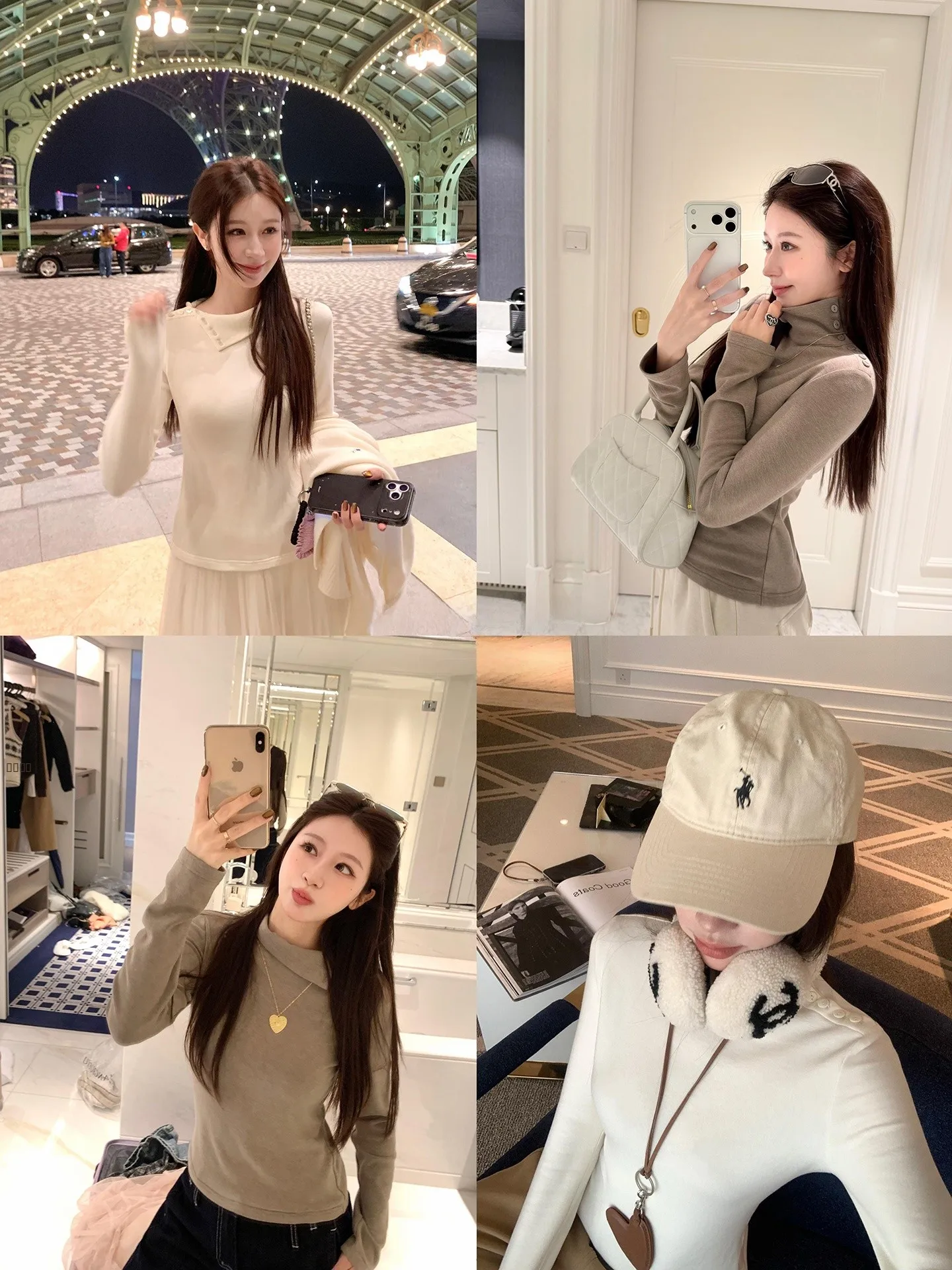 

YANUOYU Women's High Collar T-irt Fce Inner Wear Casual Sle Cotton Blend Long Sve Winter Top Light Warmth