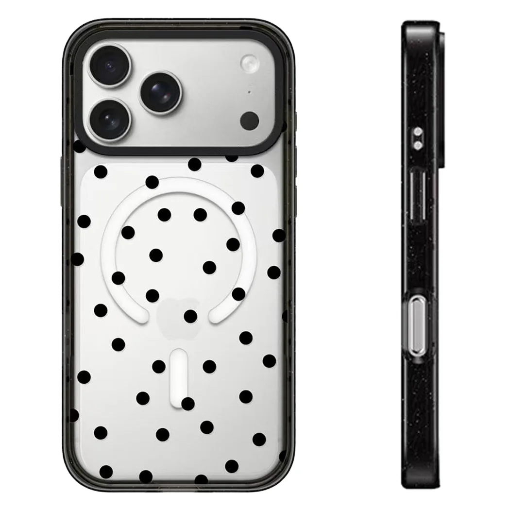 

Transparent Black White Wavelet Points Acrylic Black Border Magnetic Case: Compatible with IPhone 17 16 15 14 13 12 Pro Max 17